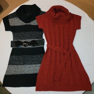 2 Medium Turtleneck Short-Sleeve Sweater Dresses by Say What